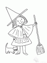 malá čarodějnice s koštětem