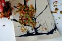 podzimní výtvarné nápady - strom tuší