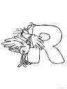 letter R: rooster (kohout)
