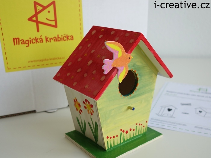 magická krabička - dotvoř a domaluj si dřevěnou ptačí budku