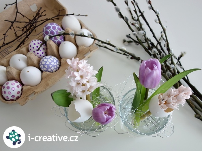 jarní a velikonoční dekorace z řezaných květin