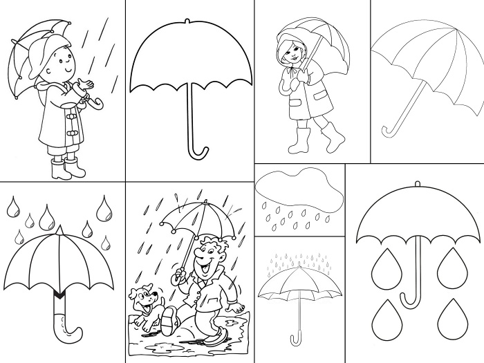 deštník, déšť omalovánky